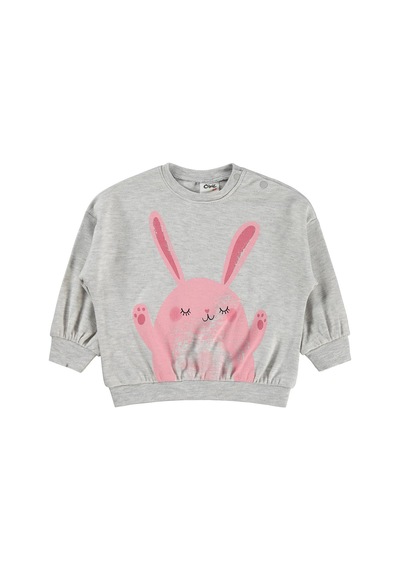 Civil Baby Tavşan Baskılı 3-18 Ay Sweatshirt - Gri Karmelanj