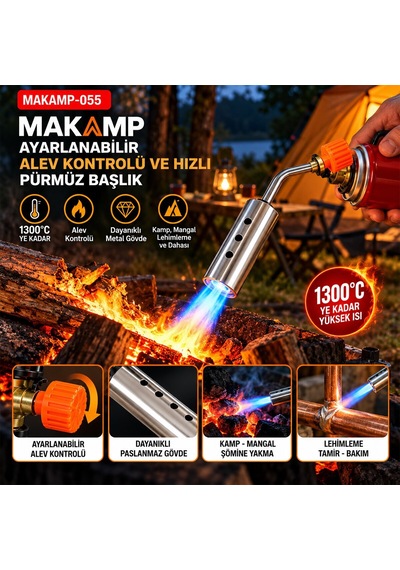 Makamp Ayarlanabilir Alevli Hızlı Pürmüz Başlığı 1300 Derece Makamp-055- 10'li Paket Standart