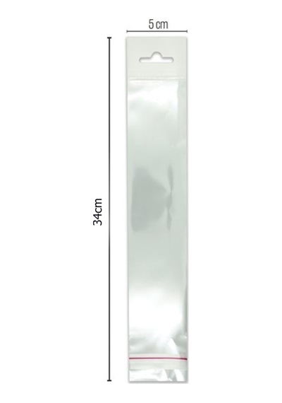 100 Adet 5x34cm Askılı Bantlı Jelatin Torba Poşet Saat Poşeti