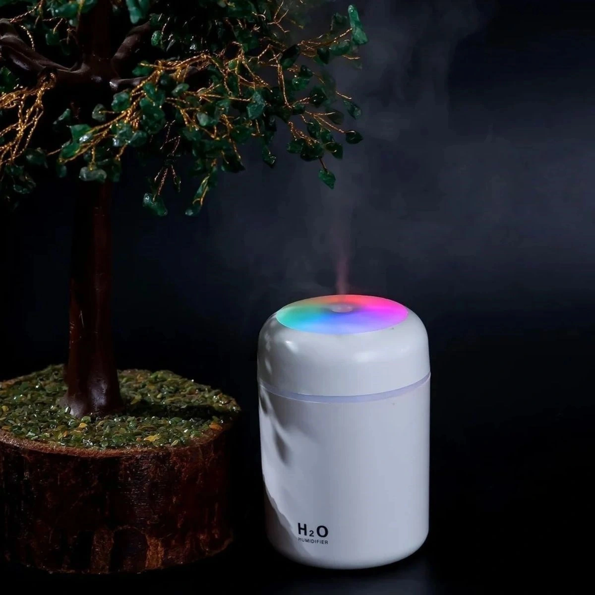 Usb Rengarenk Işıklı 300 Ml Ulrasonik Hava Nemlendirici Buhar Makinesi Ve Hava Aroma Difüzörü