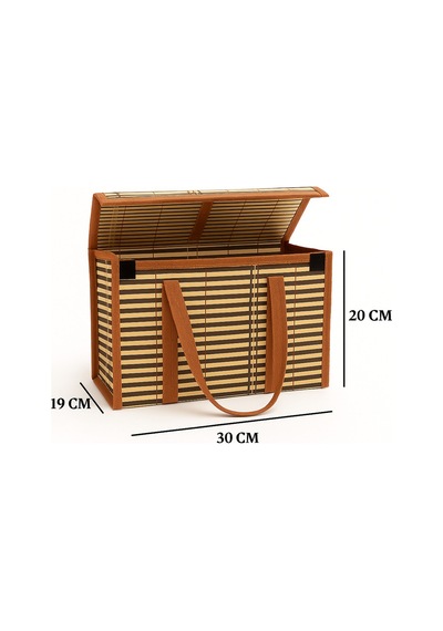 Bambu Desenli Kapaklı Saklama Kutusu Seti 30x20x19 Cm Karışık Renk