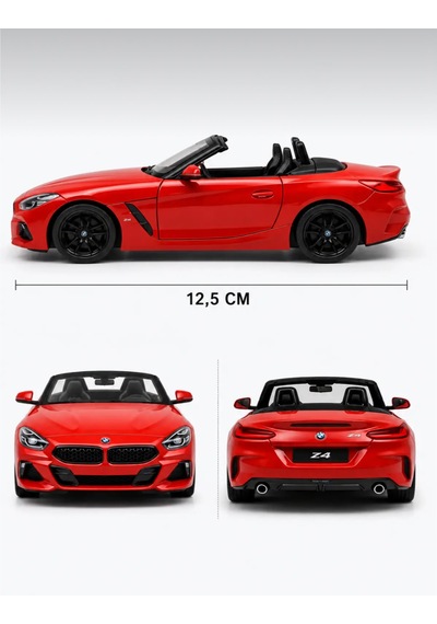 Oyuncak Bmw Z4 Diecast Açılır Kapılı Çek Bırak Metal Roadster Cabrio Model Spor Araba 1:34 Ölçek 12,5 Cm Kırmızı
