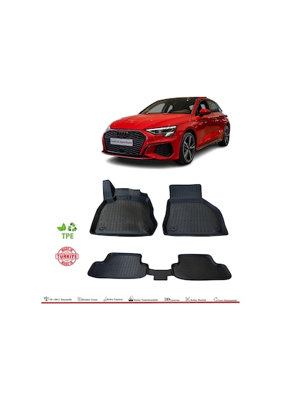 Audi A3 Sportback 2020 Sonrası 3D Havuzlu Paspas