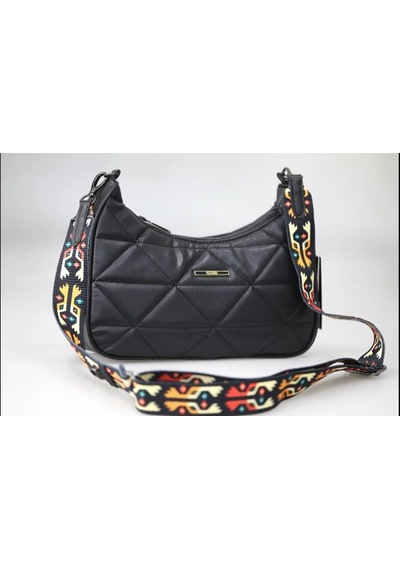Guard Leather Kapitone Kadın Omuz Çantası + Renkli Kartlık siyah