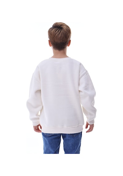 Erkek Çocuk Sweatshirt %100 Pamuk Rahat Kalıp 5-10 Yaş Krem