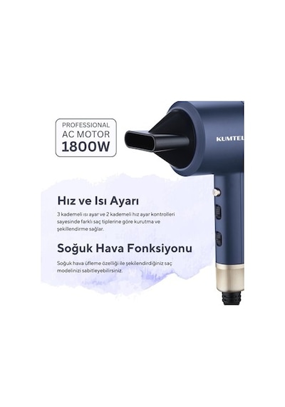 İyonik Saç Kurutma Makinesi 1800w Hızlı Ve Etkili Kurutma