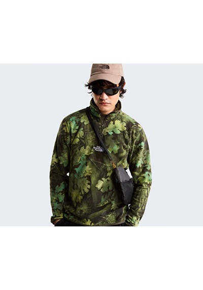 The North Face M Novelty Logo Glacıer 1/4 Zıp - Prınt Erkek Outdoor Çeyrek Fermuarlı Polar Üst Nf0a8jk8ss11 Yeşil