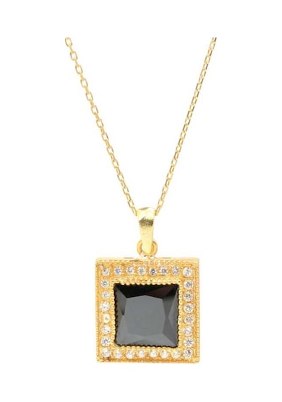 925 Ayar Gümüş Kare Onix Taşlı Kolye 426863005