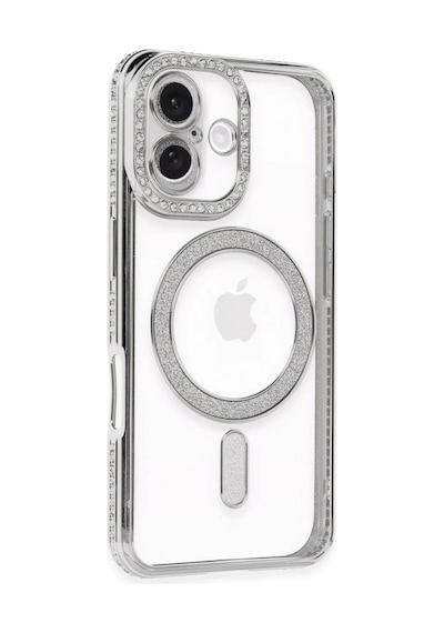 Apple İphone 16 Plus Kılıf Joke Simli Magneticsafe Kılıf - Gümüş 0.2M-Çok Renkli