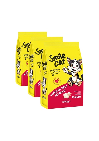 Cat Yetişkin Kedi Kuzulu 1 Kg Kuru Mama 3 Paketi