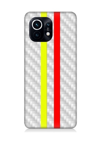 Xiaomi Mi 11 Uyumlu Sarı Kırmızı Metal Motif Desenli Silikon Kılıf