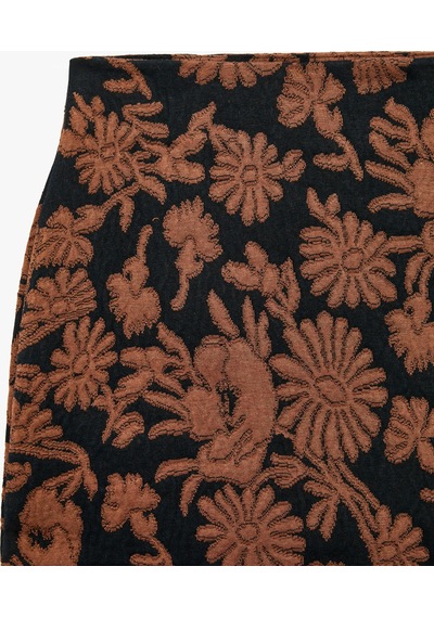 Koton Slim Fit Çiçek Desenli Mini Etek Siyah Desenli 7wak70007pk