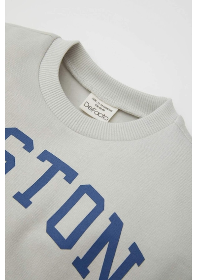 DeFacto Erkek Bebek 2'li Takım Baskılı Bisiklet Yaka Sweatshirt Jogger Eşofman Altı D0718A524AUGR503