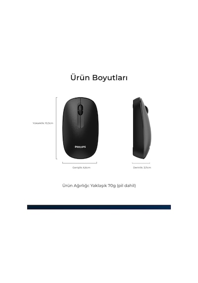 Philips SPK7318 Kablosuz 1600 DPI 3 Tuşlu Optik Mouse
