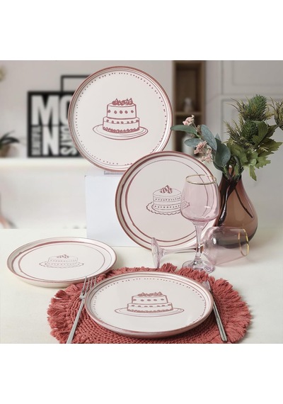 Pink Cake Nordic Pasta Tabağı 22 Cm 4 Adet 22965-66 Çok Renkli