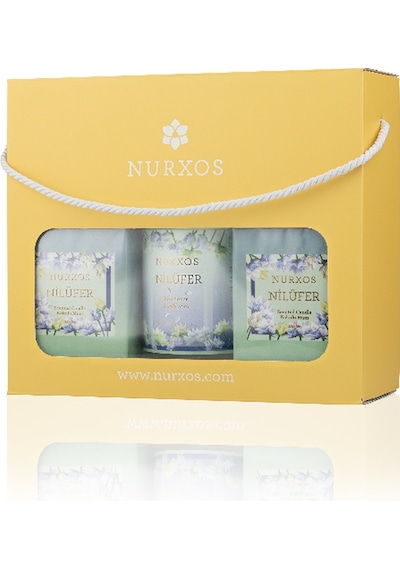 Nurxos 9688 Nilüfer Kutulu 2 Adet Kokulu Mum + Freshener Oda Spreyi