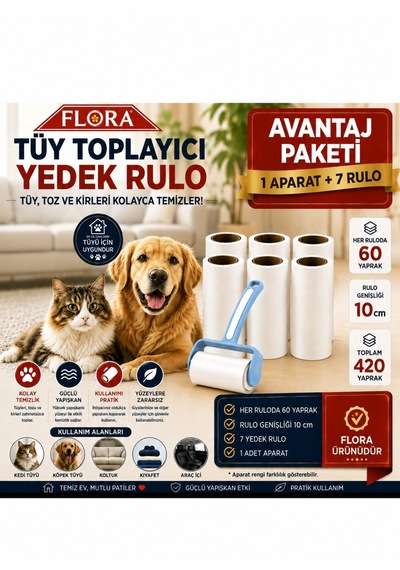 Tüy Toplama Seti 1 Aparat Üzerinde + 6 Yedek Rulo