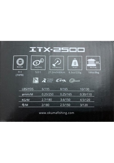 Okuma Itx-2500 7+1bb Spin Olta Makinesi (3000s Sığ Yedek Kafalı)