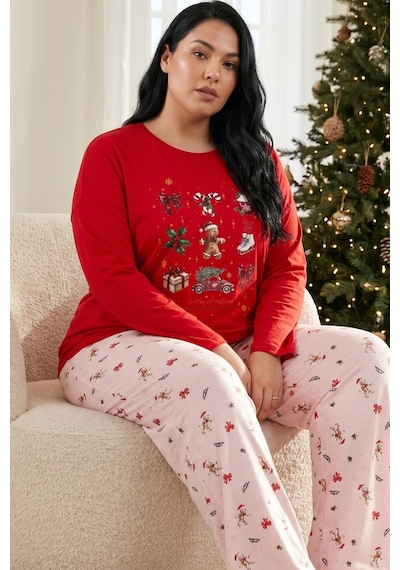 Siyah İnci Pamuklu Likralı Büyük Beden Battal Boy Örme Pijama Takım 26240880 Kırmızı Siyah İnci Pamuklu Likralı Büyük Beden Battal Boy Örme Pijama Takım 26240880 Kırmızı