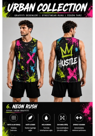 Beydex Erkek Nem Emici Hızlı Kuruma Urban Collection Sporcu Sıfır Kol T-shirt Gym Sarı