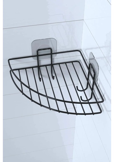 Buffer Yapışkanlı Banyo Köşeliği Kancalı Köşe Rafı Duş Şampuanlık Duvar Düzenleyici Organizer Raf Sarı