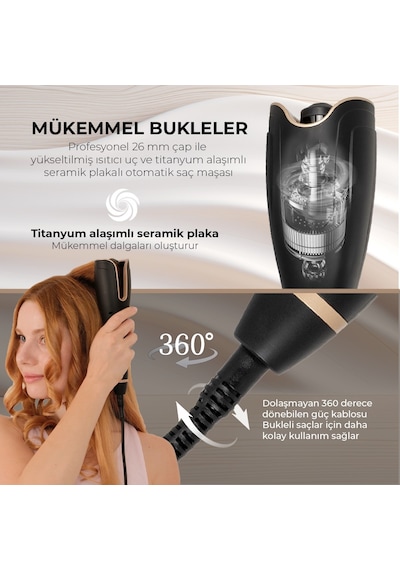 Fabcio Airwave Otomatik Dijital Ekranlı Bukle Maşası