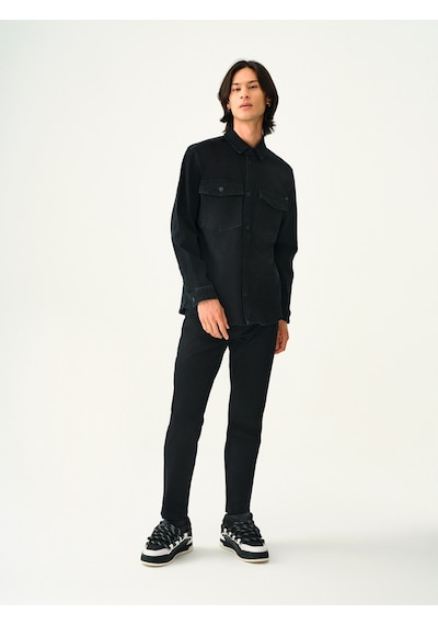 Oversize Fit Erkek Gömlek U.kol Denim