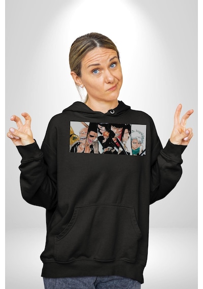 Bleach Anime Kadın Erkek Siyah Kapüşonlu Sweatshirt Hoodie Siyah