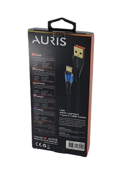Auris Ars-cb51 45w Usb Apple iPhone Uyumlu Kablo Şeffaf Işıklı