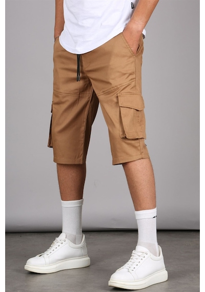 Madmext Camel Basic Kargo Cep Erkek Kapri Şort 5473