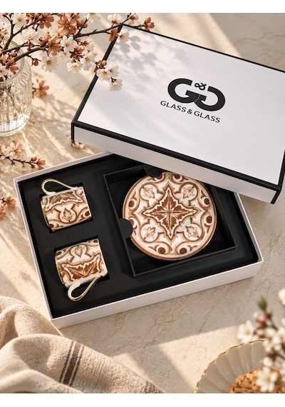 2 Kişilik Porselen Latte Brown Kahve Fincanı Takımı 100 Ml-8014 Kahverengi