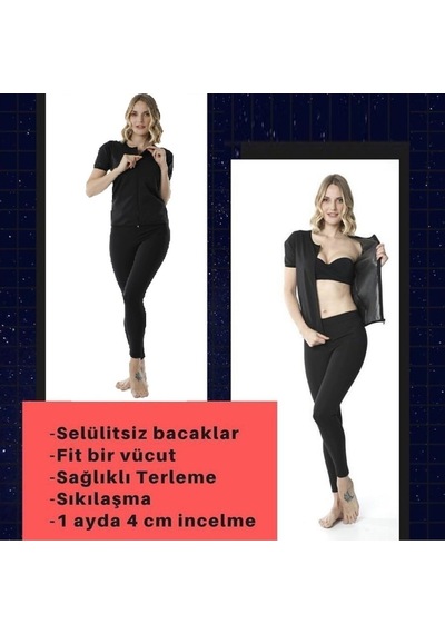 Termal Sauna Fermuarlı Kısa Kollu Sweat Sweet Sauna Pro Takım Çok Renkli