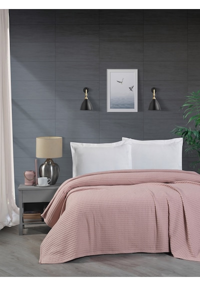 Mulberry Havuzlu Pike Örgü battaniyesi Kalın İplik Ev Dekorasyonu Çift Kişilik 220 x 240 Pembe