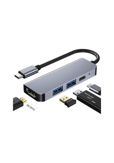 4 İn 1 Type-c To Hdmi 4k Usb 3.0 Dönüştürücü Adaptör