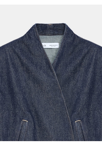Dilvin 65401 %100 Pamuk Bomber Kot Ceket Koyu Mavi