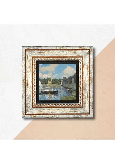 Claude Monet Argenteuil'de Köprü Taş Duvar Tablosu - Çerçeveli Taş Tablo - Dekoratif Duvar Sanatı - Modern Ev Ve Ofis Duvar Dekoru T1-248