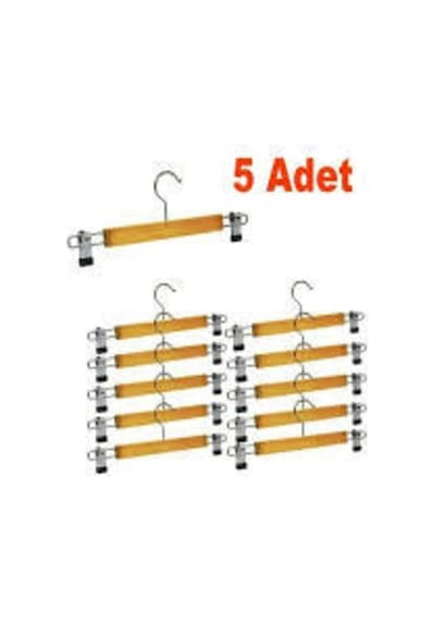 5 Adet Ahşap Askılık Mandallı Etek Askısı Elbise Askısı Ahşap Kahverengi Tr Diğer