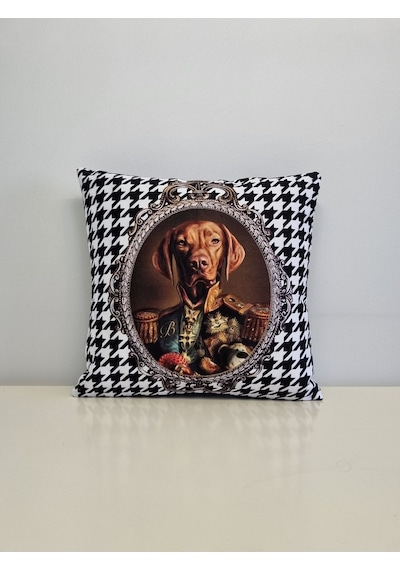 Vizsla Kral Köpek Kaz Ayağı Desen Kırlent Kılıfı Renkli