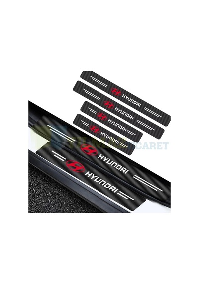 Hyundai Logo Karbon Kapı Eşiği Oto Sticker Etiket 4 Parça