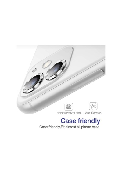 Apple Uyumlu   iPhone 12 Mini Kamera Koruyucu Lens Mercek Metal Çerçeveli 2li Set Gümüş Gri - Silver