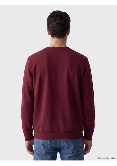 Lcwaıkıkı Classic Bordo Bisiklet Yaka Erkek Kalın Sweatshirt