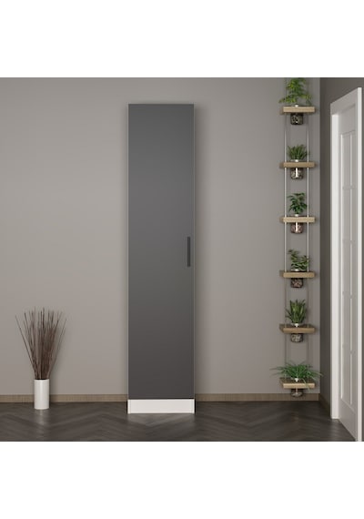 Minar Kale 210 Cm 1 Kapaklı 1b Raf Portmanto Beyaz Antrasit