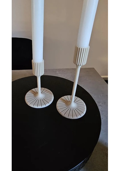 3d Baskı Modern Uzun Mum Tutucu Şamdan Çizgili Başlıklı Konik Mum Şamdanı 23 Mm Bej Çok Renkli