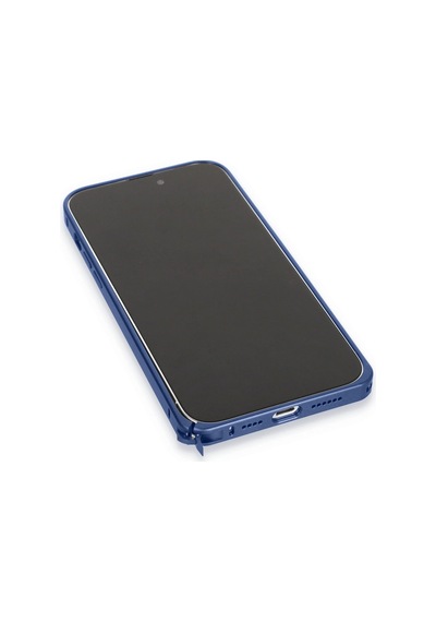 Apple  Uyumlu  iPhone 15 Pro Metal Bumper Mat Kapak Lacivert