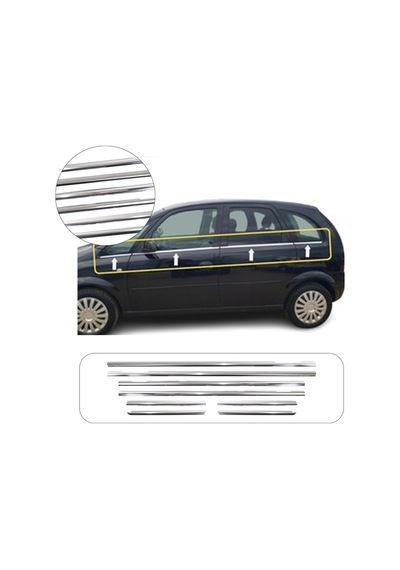 Opel Meriva Uyumlu 2003-2010 Krom Cam Çıtası 8 Parça Paslanmaz Çelik