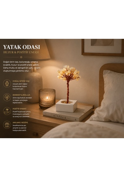 Bak Gel Al Citrina Gold Sitrin Doğal Taş Ağaç El Yapımı Dekoratif Masaüstü Objesi