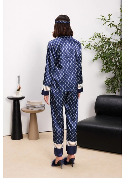 Pierre Cardin Saten Kadın Pijama Takımı - 1320 Lacivert