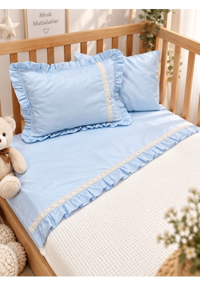 Sallhome Baby Textile Mavi Düşler Bebek Pike Takımı 4 Parça 90x120