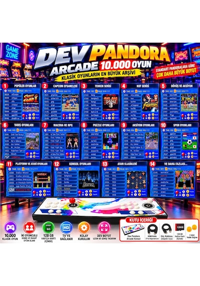 Schitec Dev Pandora 10.000 Oyunlu 4khd 3d Retro Arcade Tv Oyun Konsolu