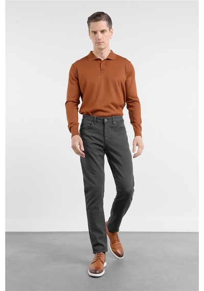 İmza Antrasit 5 Cep Düz Paça Gabardin Slim Fit Pamuklu Pantolon 1003260318